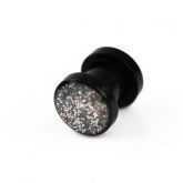 Alargador - Flesh Tunnell com Glitter - Preto e Prata (VÁRIO