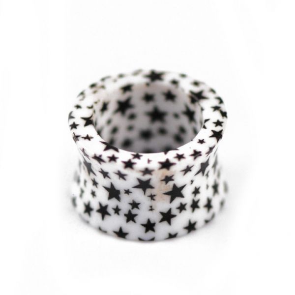 Alargador - Flesh Tube Acrílico com Logo - Estrelas - Branco